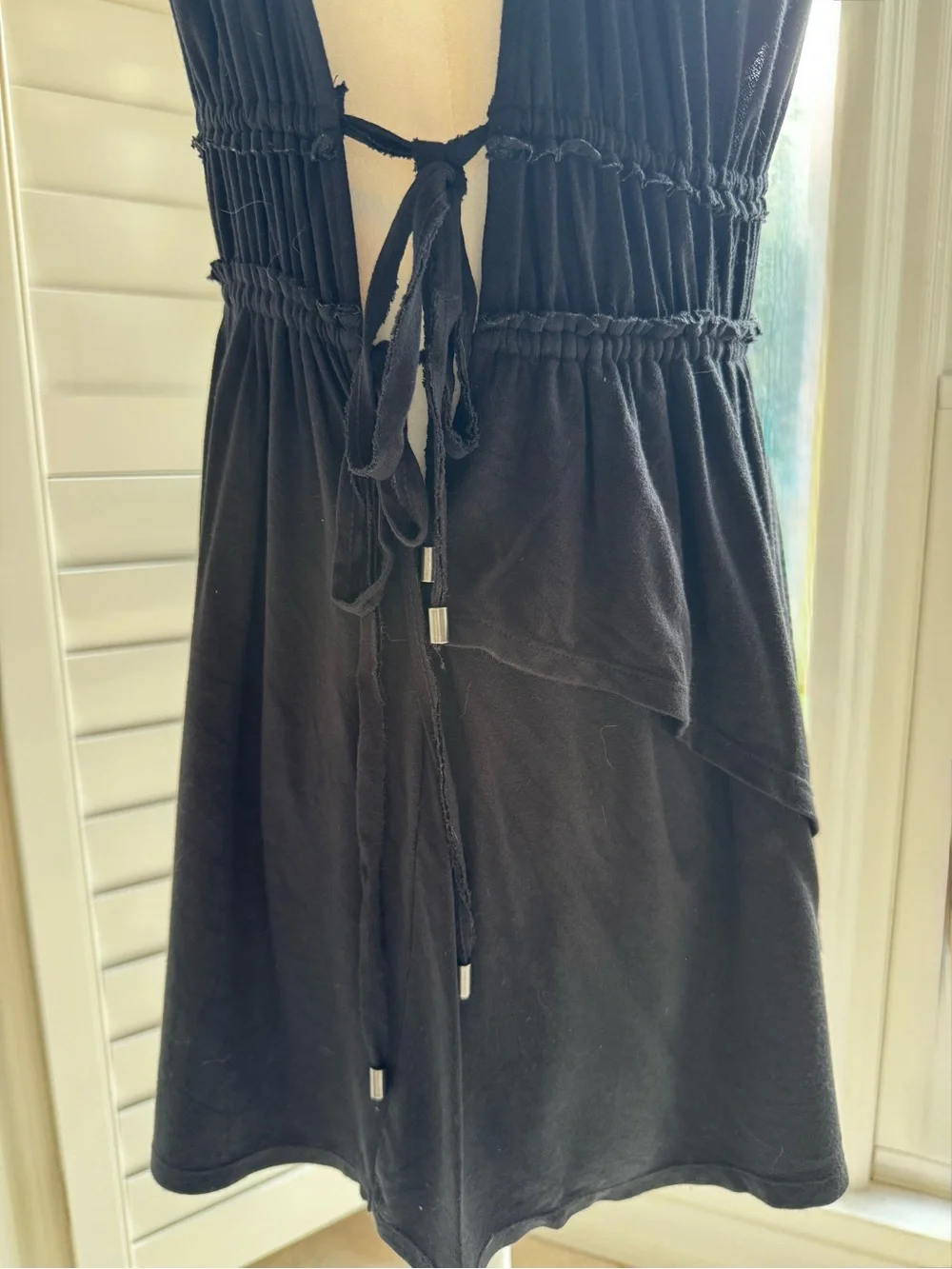 Free People Black Deep V Mini Dress